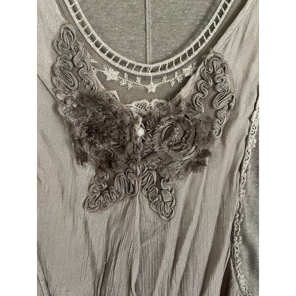 Pretty Angle Tunic Fairy Core Lace Flowy Draped Whimsigoth Linen Boho Sz S - Picture 2 of 8